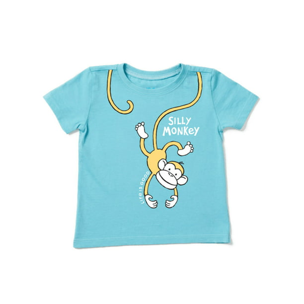 Life is Good Toddler Crusher Graphic T-Shirt Monkey Coastal Blue 4T